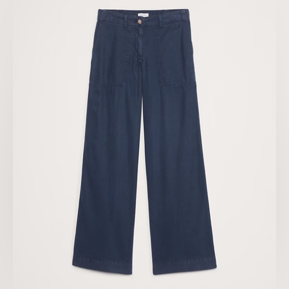 NEW! Banana Republic Navy Blue Super-Soft Soma Mid-Rise Wide-Leg Pant 🖤 772648 - Picture 4 of 6